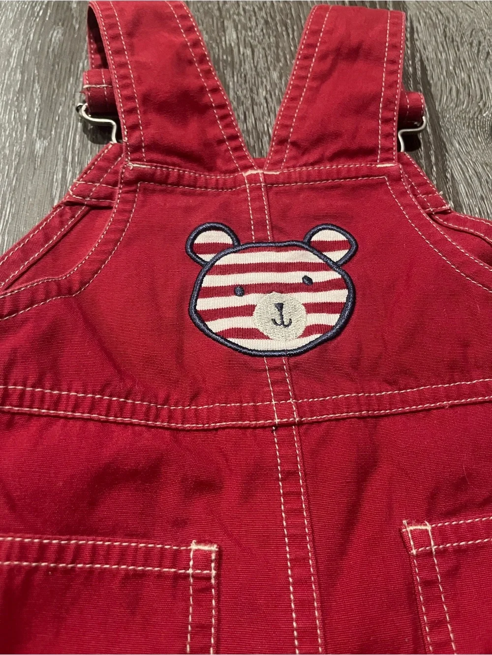 Vintage Carters Red Denim Overalls 90s Y2K Red Twill 0/3 Month (B4)